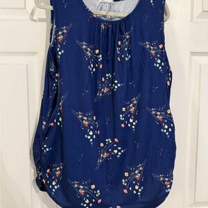 Ekouaer Floral Navy Sleeveless Maternity and Nursing Pajama set with shorts